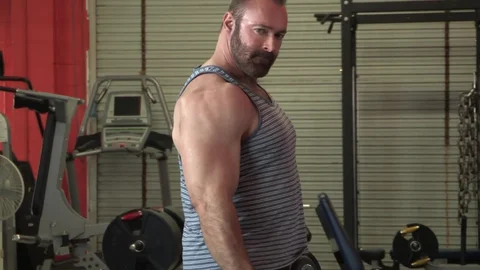 Dylan Lucas: Hairy caucasian mature Ian Levine beside Brad Kalvo rough getting a facial in the gym HD