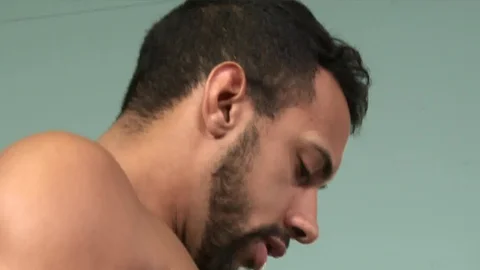ExtraBigDicks.com: Gay Jay Alexander wearing uniform condom throat fucking