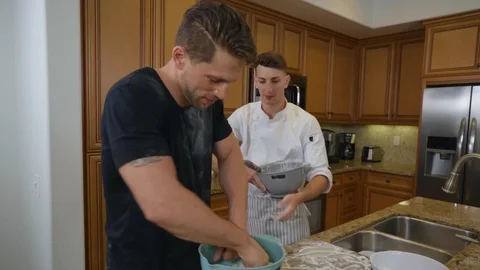 Drill My Hole: Muscled Michael Jackman together with Roman Todd bareback doggy fuck in the kitchen