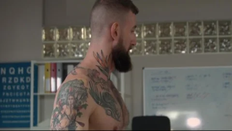 The Gay Office: Inked Drew Dixon and shaved Troy Daniels facial