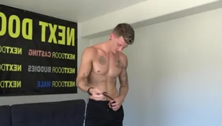 NextDoorCasting: Inked Dante Foxx masturbating at the audition