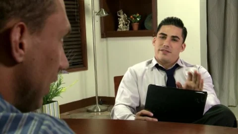 TheGayOffice.com - Piercing John Magnum receives gagging