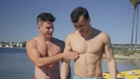 SeanCody - Archie together with muscled Ayden bareback doggy sex at the beach
